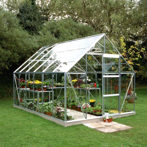 HALLS GEWÄCHSHAUS UNIVERSAL 9,9 M² ALU/BLANK 3 MM BLANKGLAS